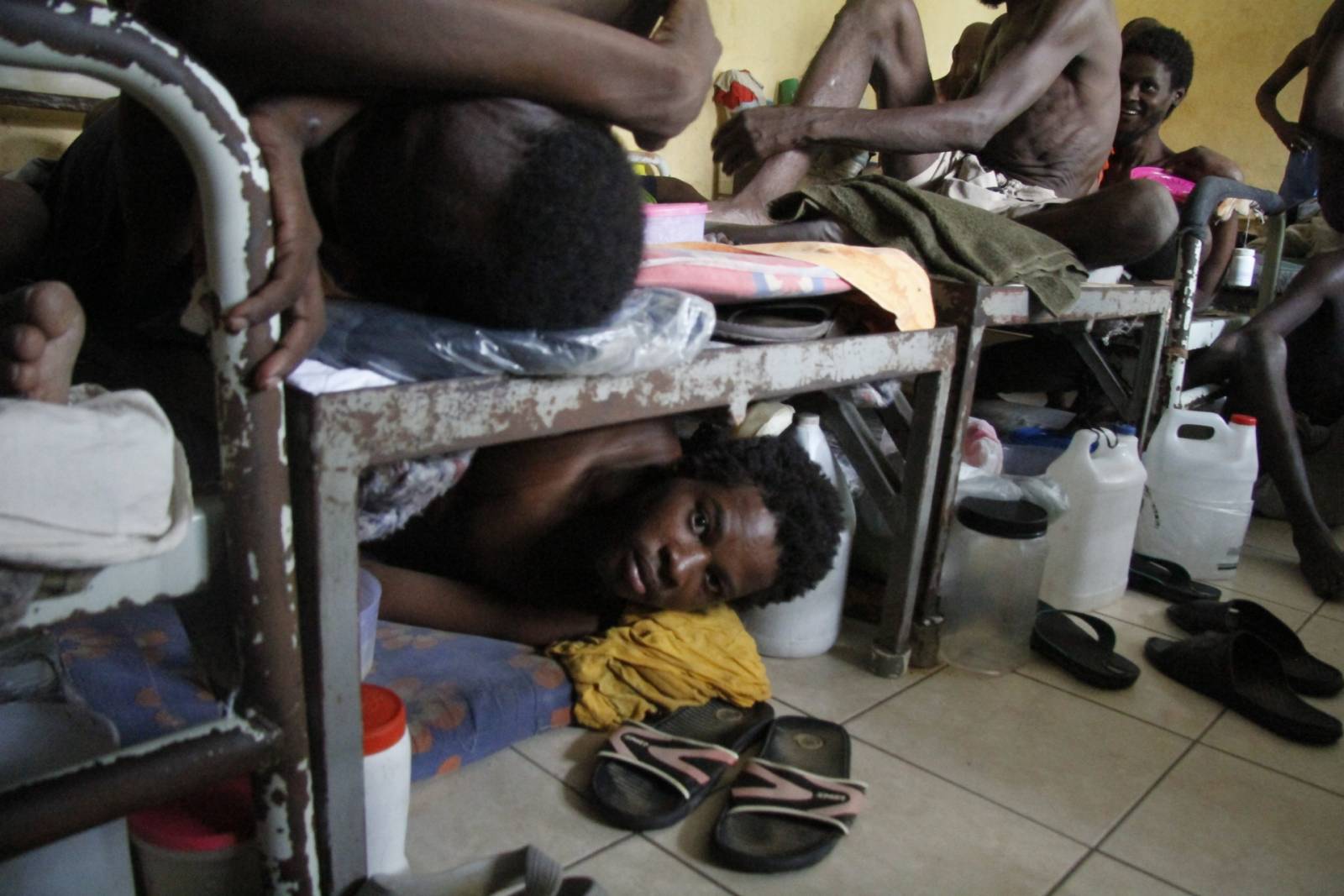 Prisoners crowded into the infirmary